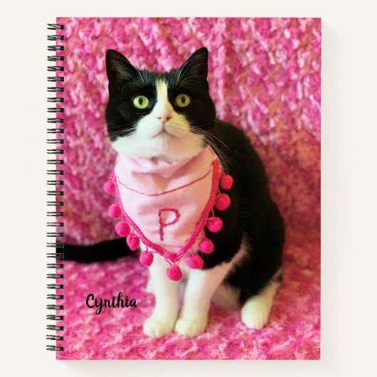 Perziken de Tuxedo Cat 8 1/2 x 11 Notitieboek (Voorkant)