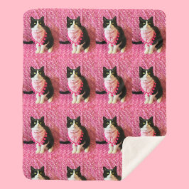 Perziken de Tuxedo Cat Medium Sherpa Deken