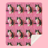 Perziken de Tuxedo Cat Medium Sherpa Deken