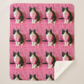 Perziken de Tuxedo Cat Medium Sherpa Deken (Voorkant)