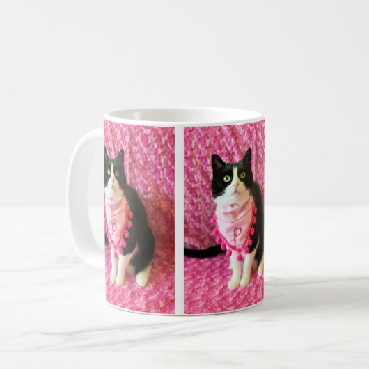 Perziken de Tuxedo Cat Pink Mok (Voorkant links)