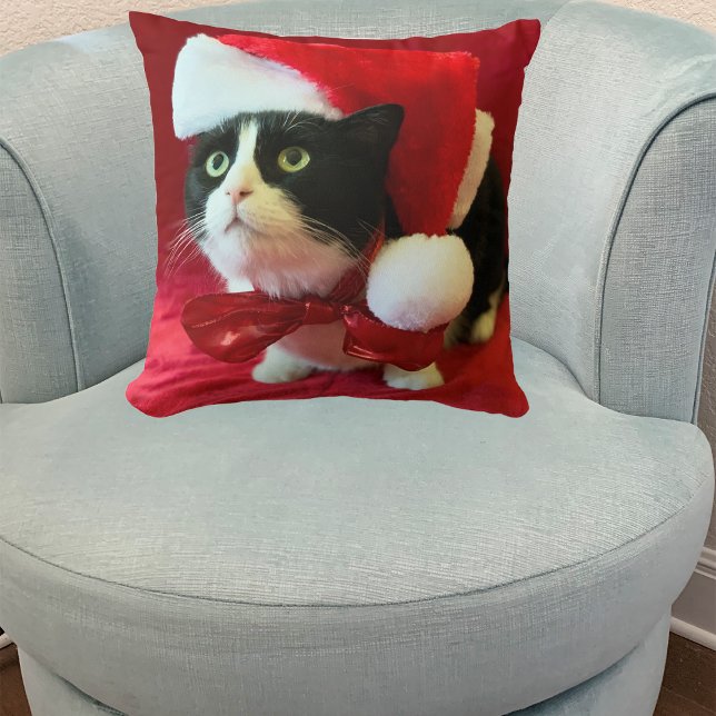 Perziken de Tuxedo Kat Kerstkussen Kussen (Creator heeft geüpload)