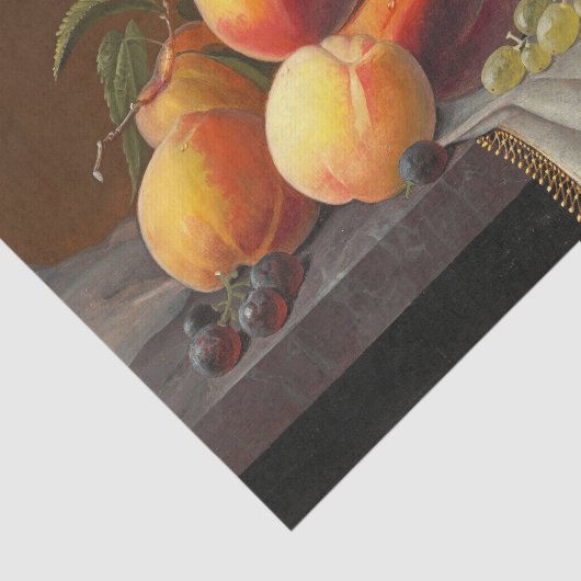 Perziken, druiven en appelen, ontkoppeld tissuepapier (Detail)