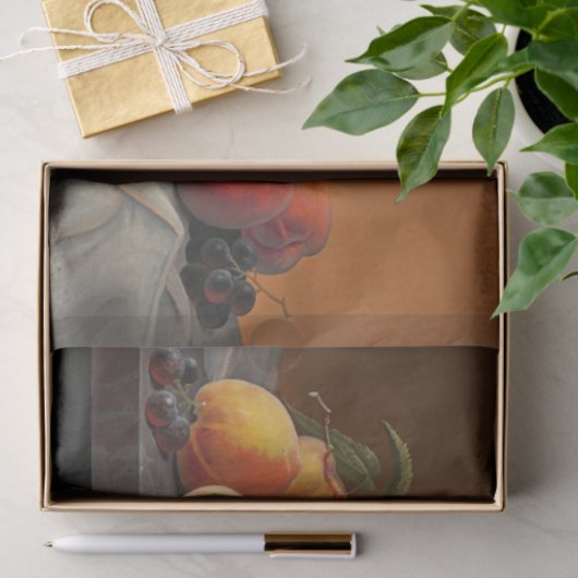 Perziken, druiven en appelen, ontkoppeld tissuepapier (Geschenk)
