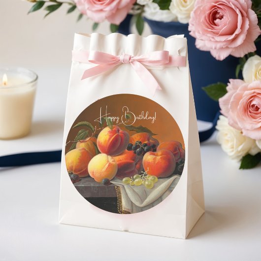 Perziken, druiven en appelen ronde sticker