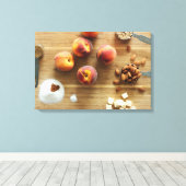 Perziken en amandelen, gevlekt doek canvas afdruk (Insitu (Houten vloer))