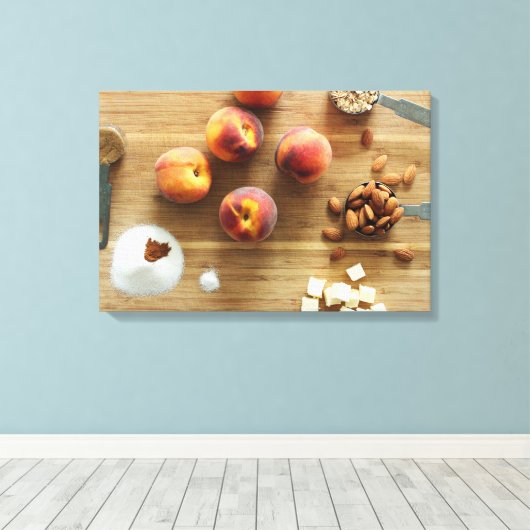 Perziken en amandelen, gevlekt doek canvas afdruk (Insitu (Houten vloer))