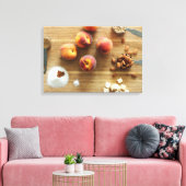 Perziken en amandelen, gevlekt doek canvas afdruk (Insitu (Woonkamer))