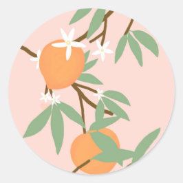 Perziken en bloemen ronde sticker