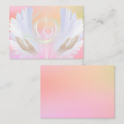Perziken en Cream Angel Wings Healing Kaart Visitekaartje (Voorkant / Achterkant)