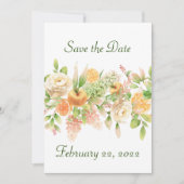 Perziken en Cream Flowers en vruchten Save The Date (Voorkant)