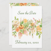 Perziken en Cream Flowers en vruchten Save The Date (Voorkant / Achterkant)