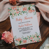 Perziken en crème Baby shower uitnodiging