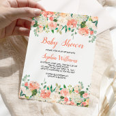 Perziken en crème Baby shower uitnodiging