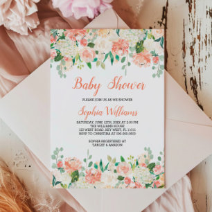 Perziken en crème Baby shower uitnodiging