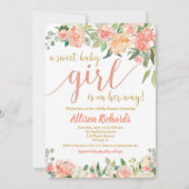 Perziken en crème baby shower uitnodiging meisje (Voorkant)