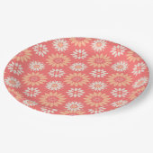 Perziken en Crème Bloemen Papieren Bordje (Gekanteld)