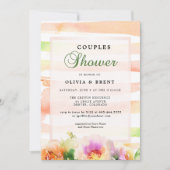 Perziken en Crème Bloemen Trouwkoppels Douche Kaart (Voorkant)