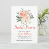 perziken en crème bruids douche uitnodiging (Staand voorkant)