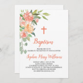 Perziken en Crème Doopmeisje Uitnodiging (Voorkant / Achterkant)