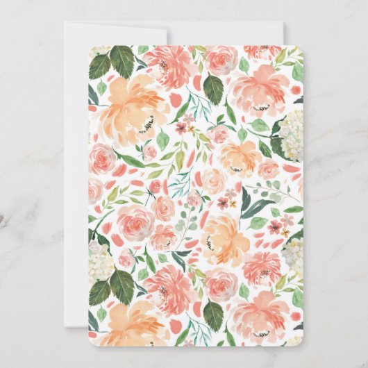 Perziken en crème olifant baby douche uitnodiginge kaart (Achterkant)