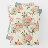 Perziken en Crème Rozen Wrapping Papier Set Inpakpapier Vel (In situ)