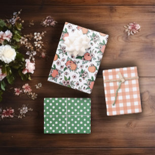  perziken en gemengde patronen Gingham Inpakpapier Vel