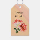 Perziken en Ghost Orchid Birthday Cadeaulabel (Voorkant)