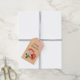 Perziken en Ghost Orchid Birthday Cadeaulabel