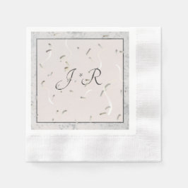 Perziken en grijze marmer-monogramed Napkins Servet