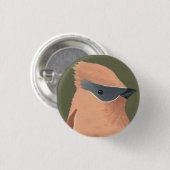 perziken en grijze vogel ronde button 3,2 cm (Voorkant /achterkant)