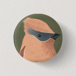 perziken en grijze vogel ronde button 3,2 cm