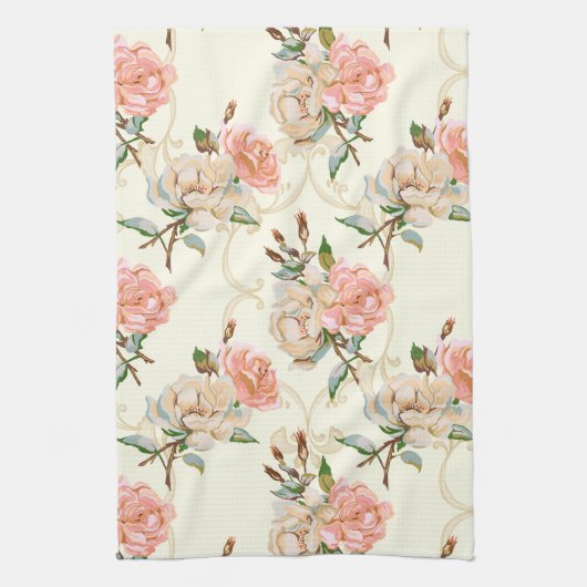 Perziken en keukenafval van Cream Kitchen Theedoek (Verticaal)