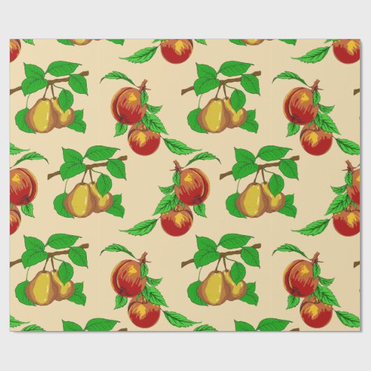 Perziken en peren Inpakpapier (Vlak)