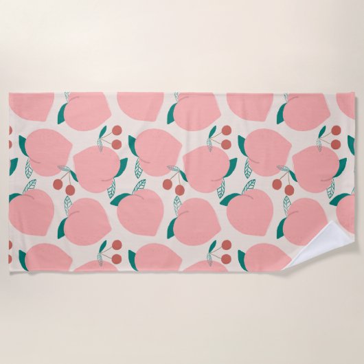 Perziken en rode kersen Fun Fruit Pattern Strandlaken (Voorkant)
