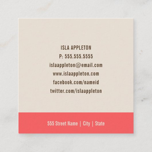 Perziken en room gecontroleerd | Visitekaartje (Achterkant)