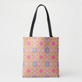 Perziken en roze (groot) Mandala Tas