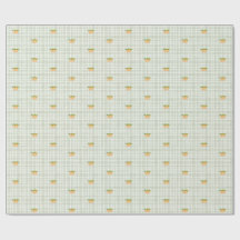 Perziken en salie groene plaid inpakpapier