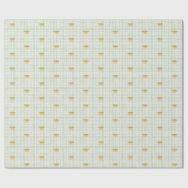 Perziken en salie groene plaid inpakpapier