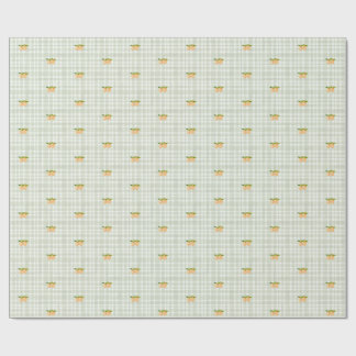 Perziken en salie groene plaid inpakpapier