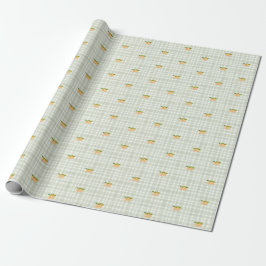 Perziken en salie groene plaid inpakpapier