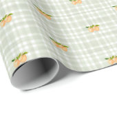 Perziken en salie groene plaid inpakpapier (Rol Hoek)