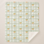 Perziken en salie groene plaid sherpa gooi deken (Voorkant)