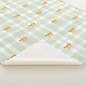 Perziken en salie groene plaid sherpa gooi deken (3/4)