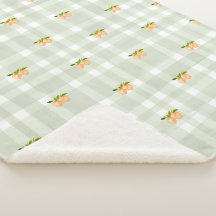 Perziken en salie groene plaid sherpa gooi deken