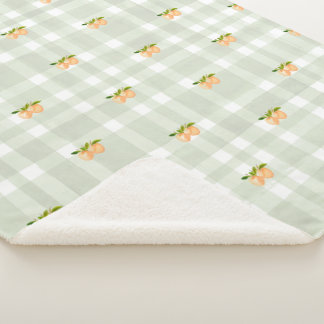 Perziken en salie groene plaid sherpa gooi deken