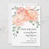 Perziken en Waterverf Cream Floral slaan Datum op Save The Date (Voorkant)