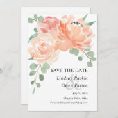 Perziken en Waterverf Cream Floral slaan Datum op Save The Date (Voorkant / Achterkant)