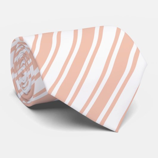 Perziken en witte snoepjes strepen stropdas (Opgerold)