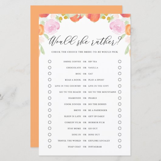 Perziken Floral zou de bride in plaats van het sch (Voorkant / Achterkant)